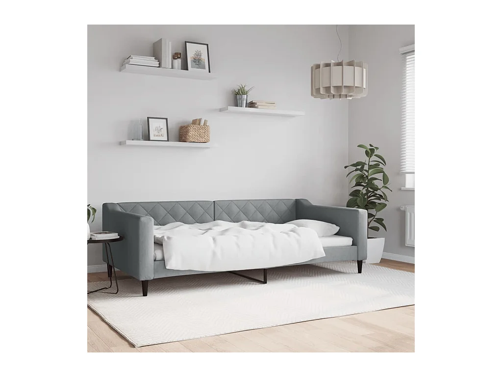 Lit de repos gris clair 100x200 cm tissu