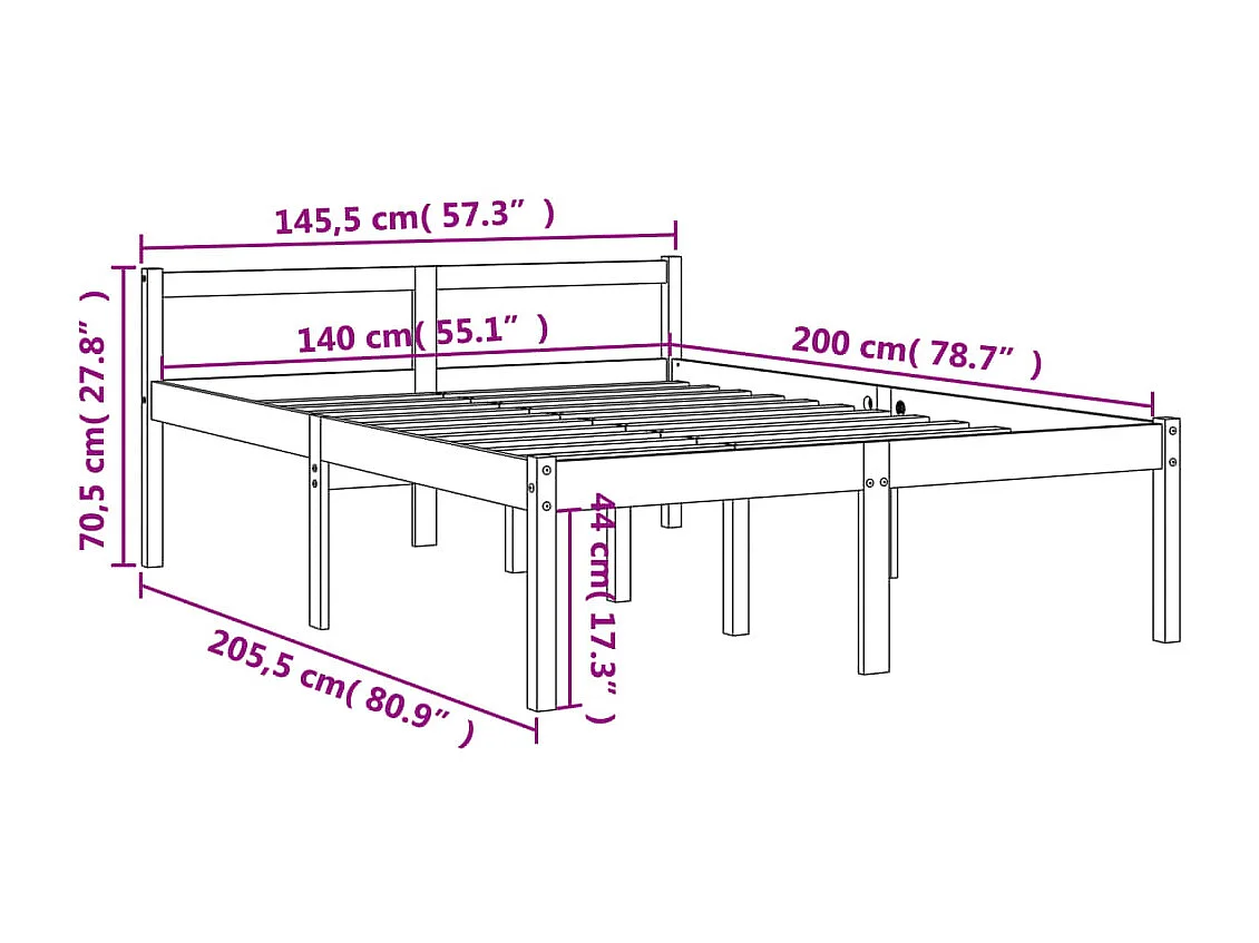 Letto per Anziani Marrone Cera 140x200cm Legno Massello di Pino