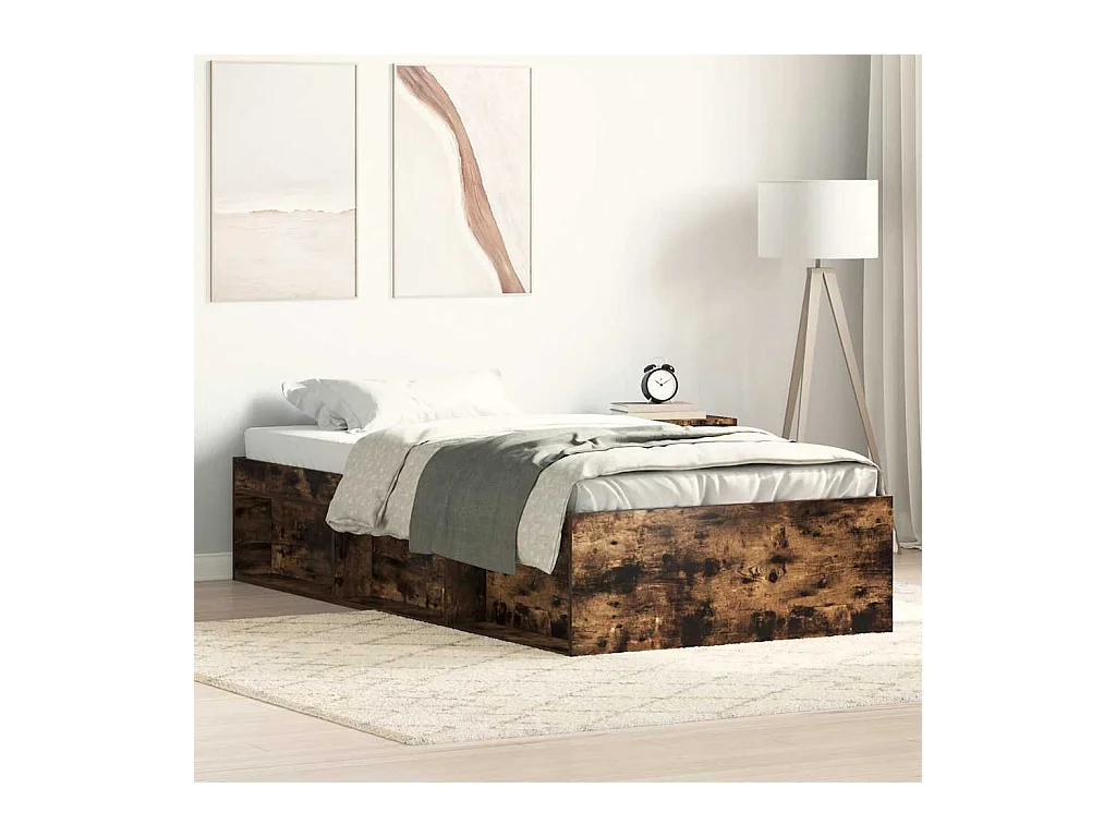 Cadre de lit sans matelas chêne fumé 90x200 cm