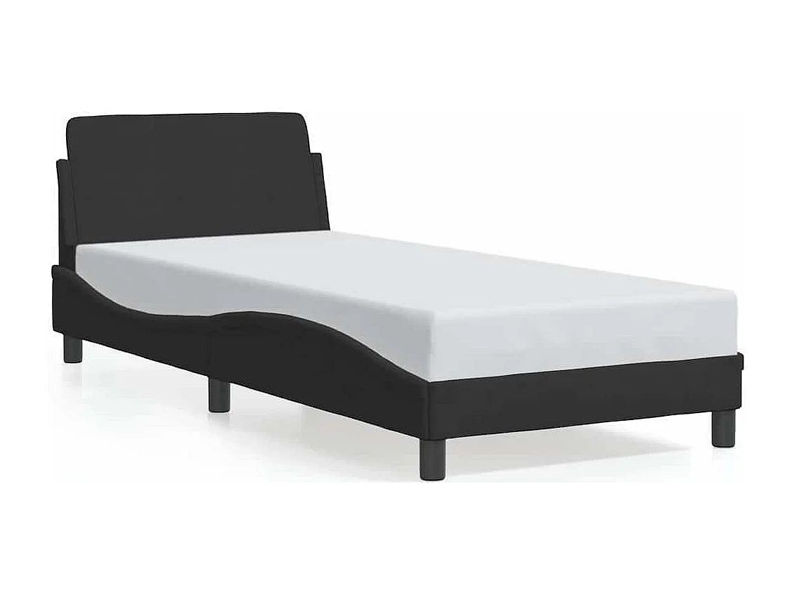 Cadre de lit avec tête de lit Dover noir 90x190 cm velours