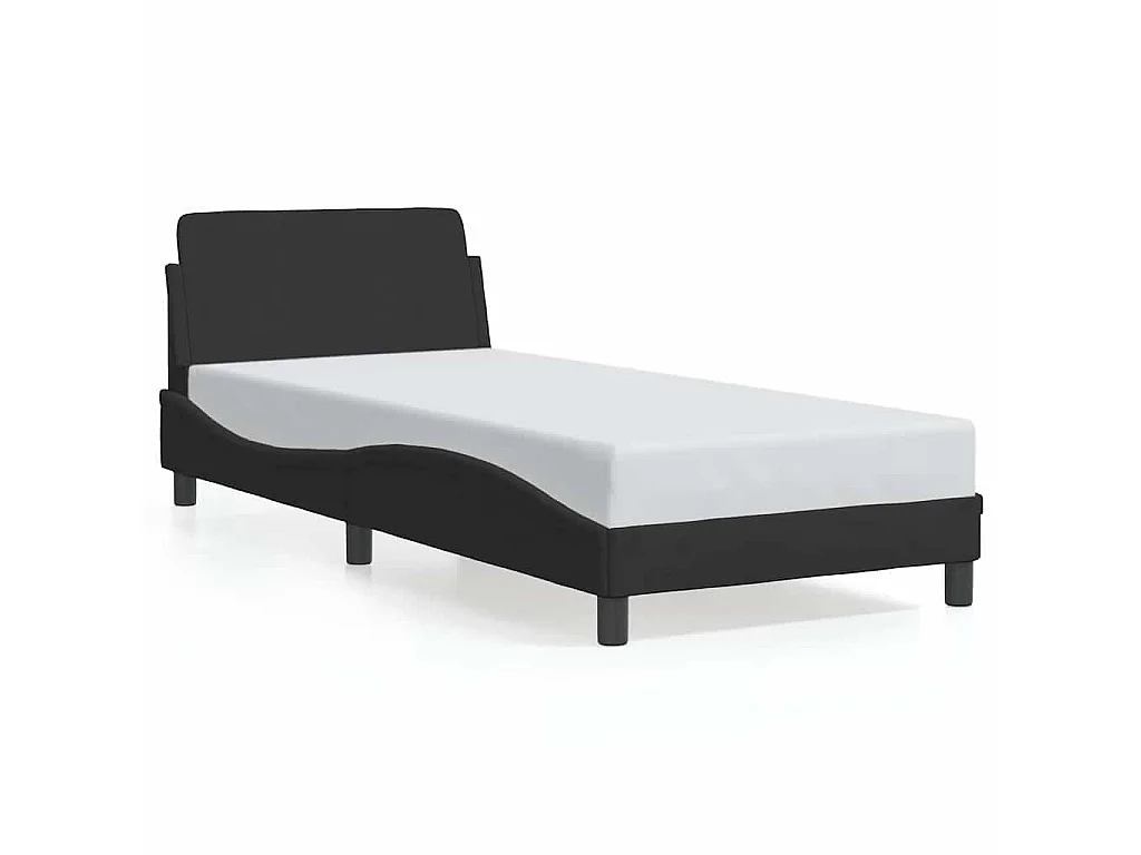 Giroletto con Testiera Dover Nero 90x190 cm Velluto
