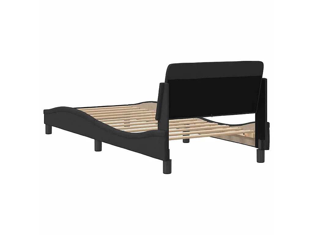 Cadre de lit avec tête de lit Dover noir 90x190 cm velours