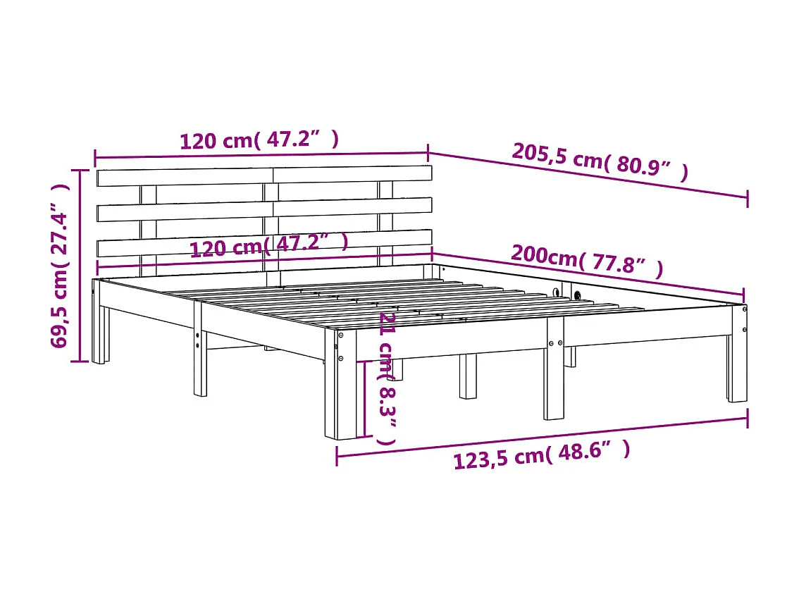 Massivholzbett ohne Matratze Wachsbraun 120x200 cm Kiefernholz