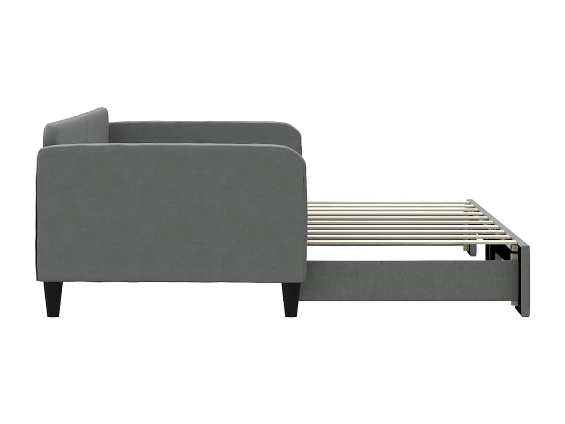 Tagesbett Ausziehbar Dunkelgrau 90x190 cm Stoff