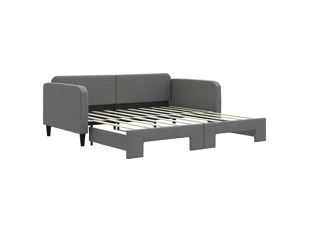 Slaapbank met onderschuifbed 90x190 cm stof donkergrijs
