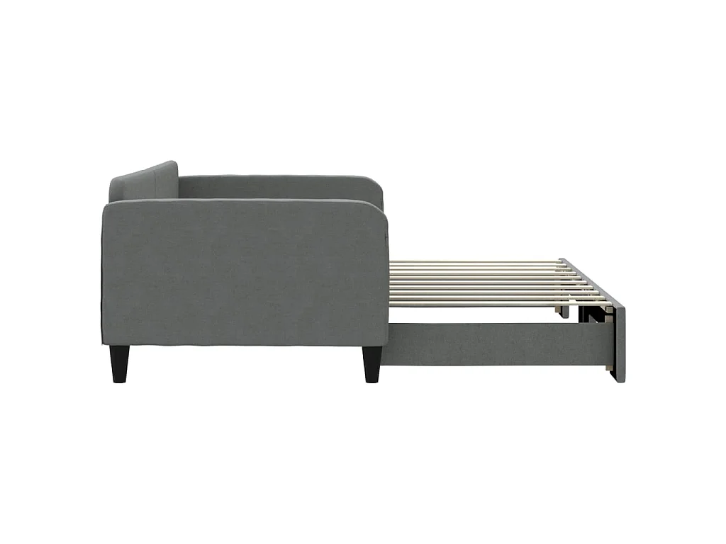 Slaapbank met onderschuifbed 90x190 cm stof donkergrijs