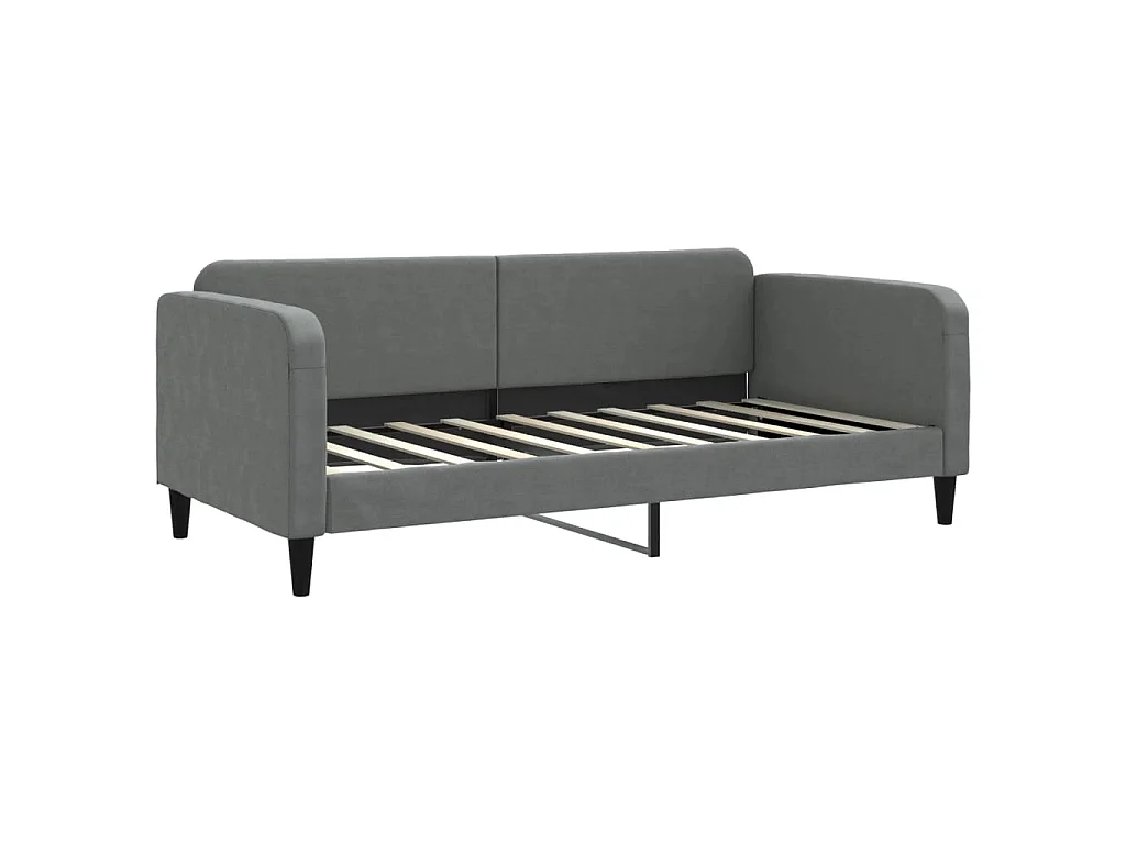 Lit de jour avec gigogne sans matelas gris foncé 90x190 cm