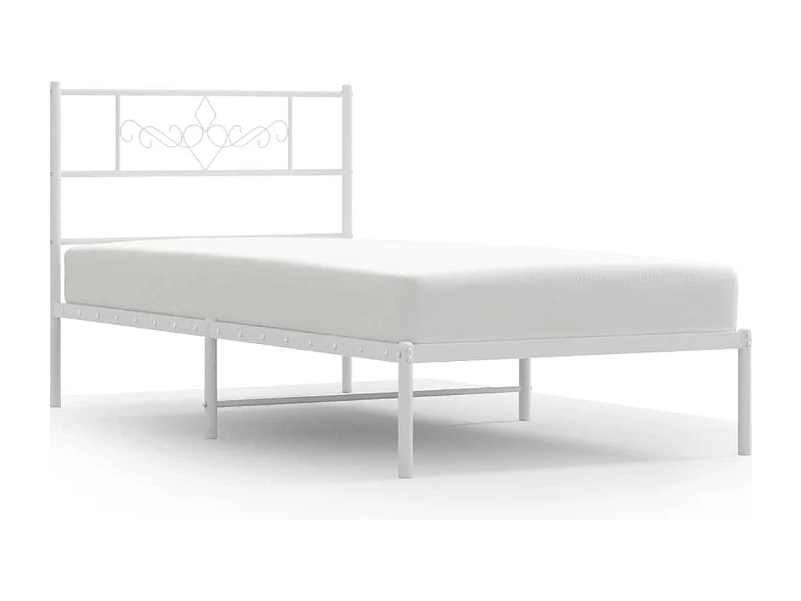Giroletto con Testiera Metallo Bianco 100x200 cm
