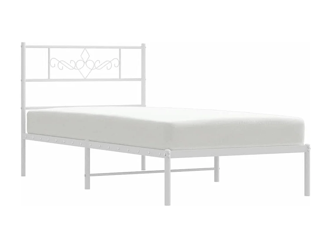Giroletto con Testiera Metallo Bianco 100x200 cm