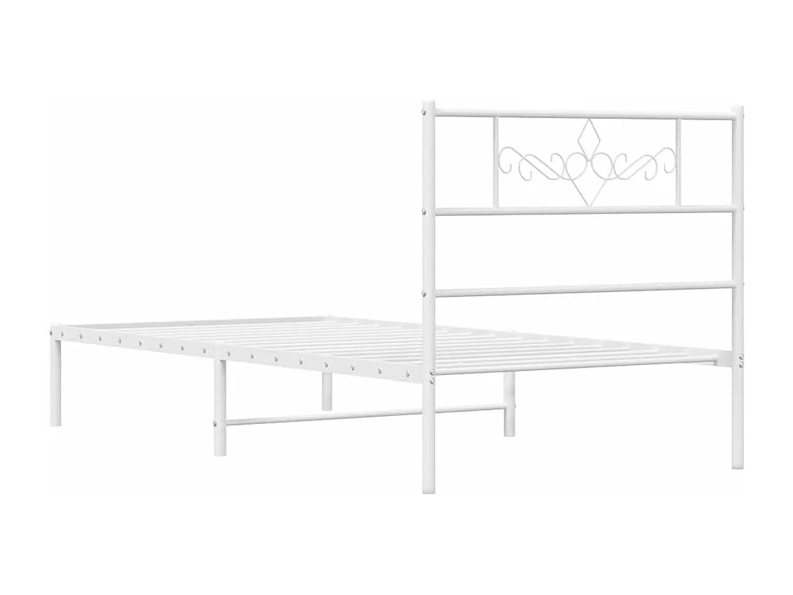 Giroletto con Testiera Metallo Bianco 100x200 cm
