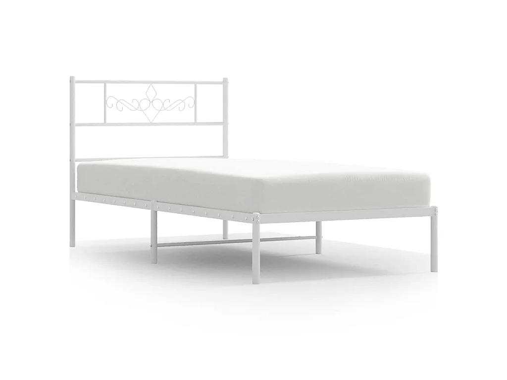 Giroletto con Testiera Metallo Bianco 100x200 cm