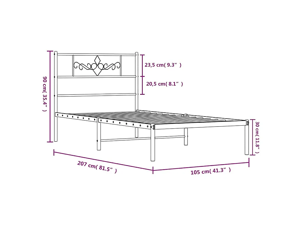 Giroletto con Testiera Metallo Bianco 100x200 cm