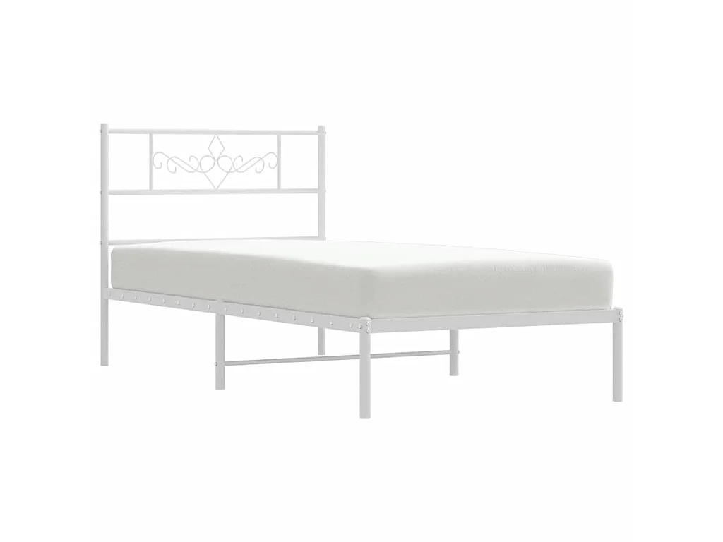Giroletto con Testiera Metallo Bianco 100x200 cm