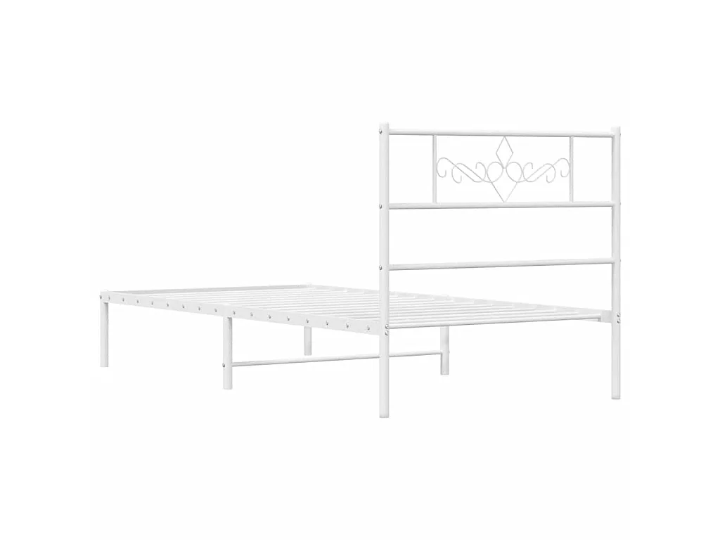 Giroletto con Testiera Metallo Bianco 100x200 cm