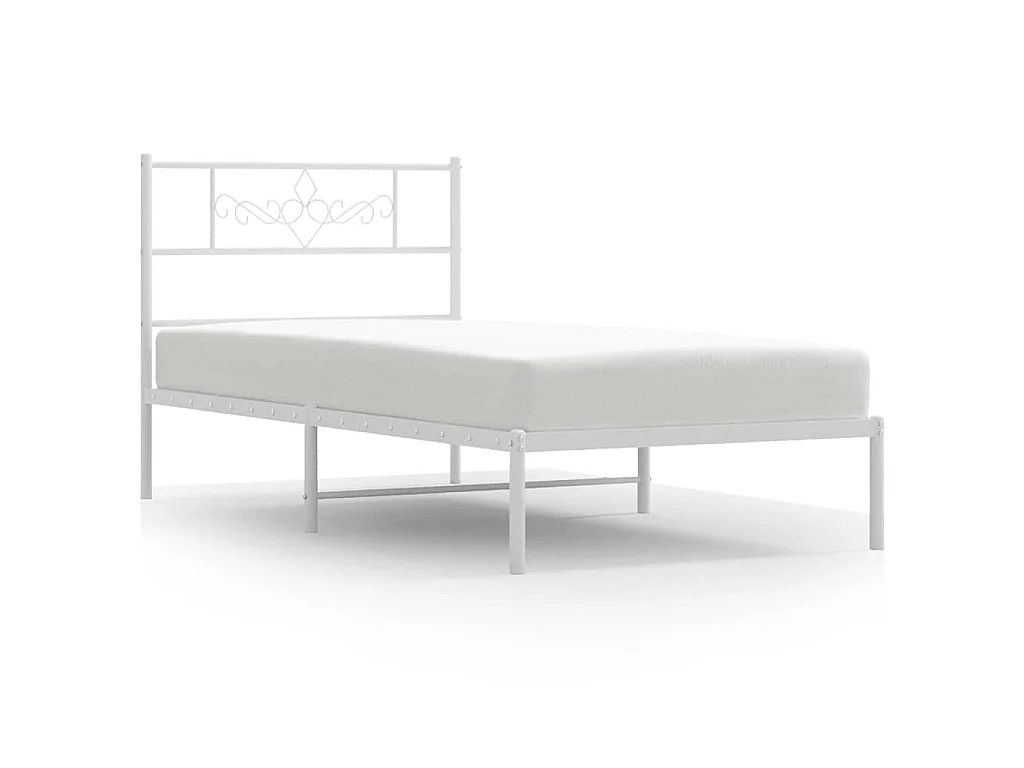 Giroletto con Testiera Metallo Bianco 100x200 cm