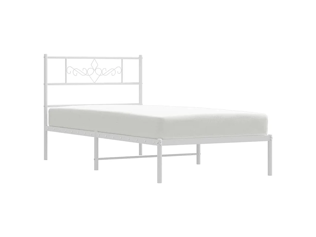 Giroletto con Testiera Metallo Bianco 100x200 cm
