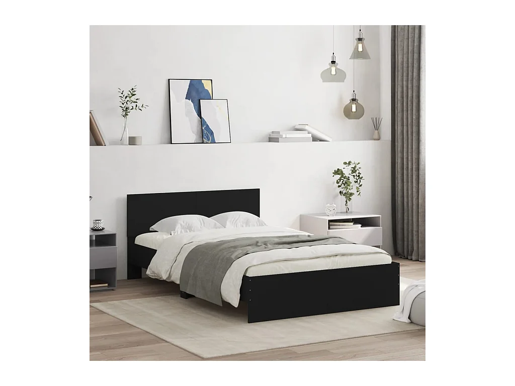 Cadre de lit sans matelas noir 135x190 cm