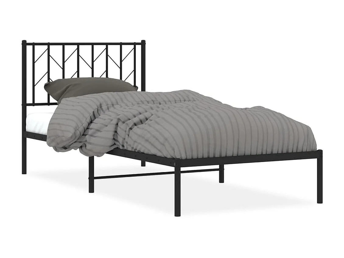 Estrutura de cama com cabeceira 90x190 cm metal preto