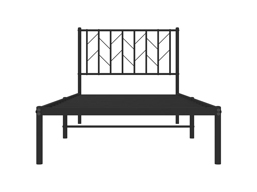 Cadre de lit métal sans matelas avec tête de lit noir 90x190 cm