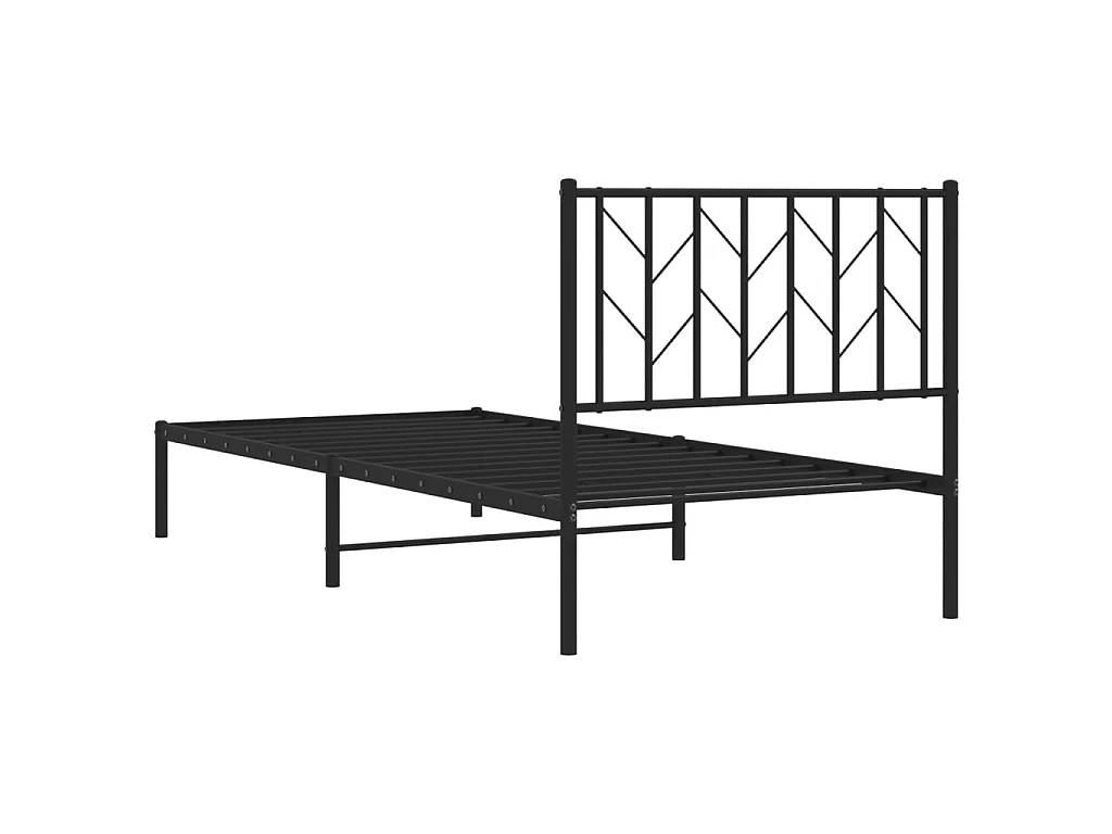 Cadre de lit métal sans matelas avec tête de lit noir 90x190 cm