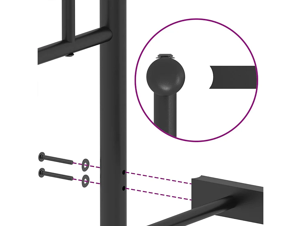 Cadre de lit métal sans matelas avec tête de lit noir 90x190 cm