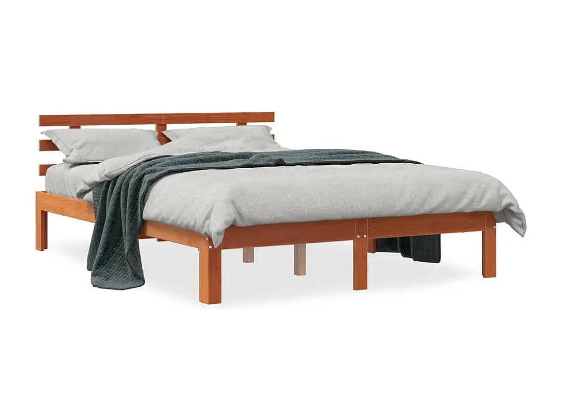 Cadre de lit sans matelas cire marron 140x190cm bois pin massif