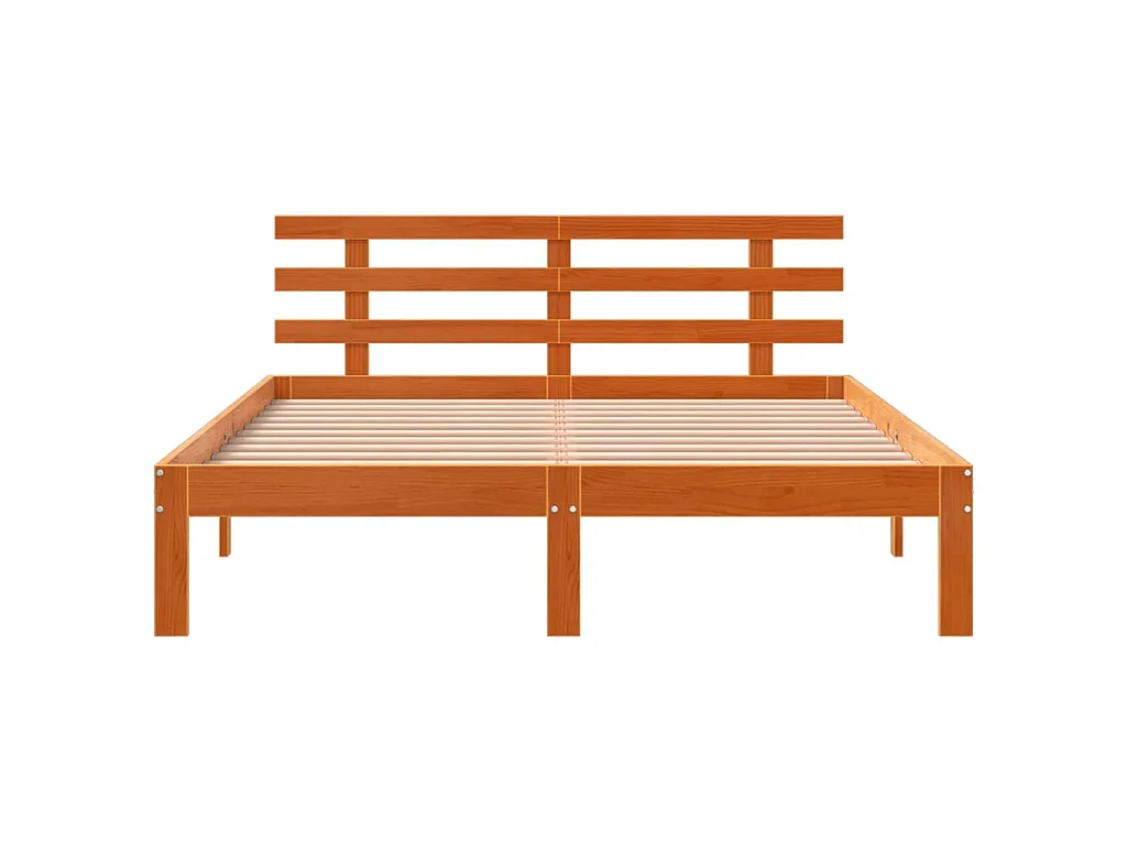 Cadre de lit sans matelas cire marron 140x190cm bois pin massif
