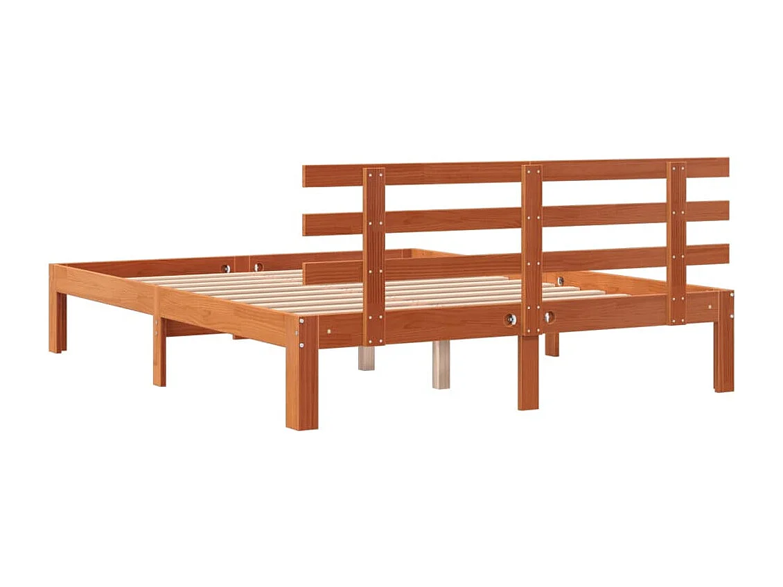 Cadre de lit sans matelas cire marron 140x190cm bois pin massif