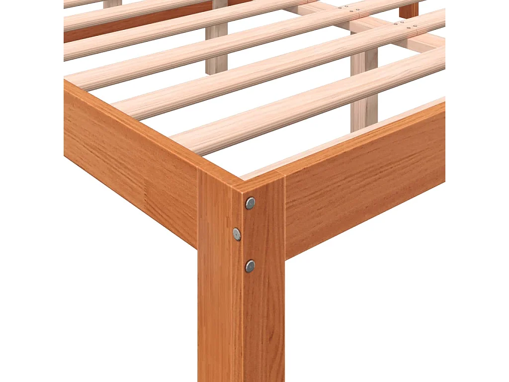 Cadre de lit sans matelas cire marron 140x190cm bois pin massif
