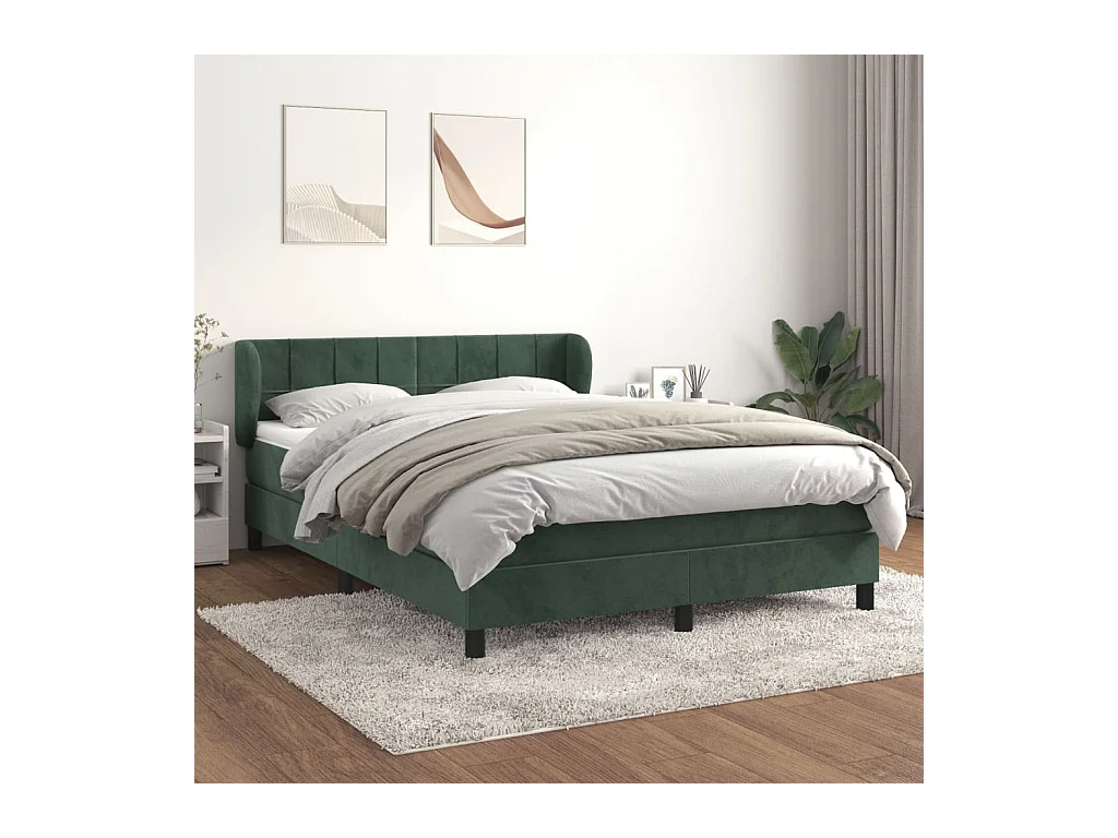Sommier à lattes de lit et matelas Vert foncé 140x200cm Velours