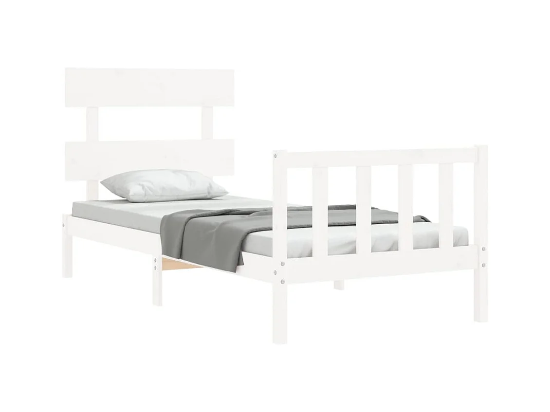Bedframe zonder matras massief grenenhout wit 140x200 cm