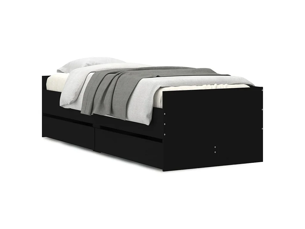 Estrutura de cama com gavetas 100x200 cm preto