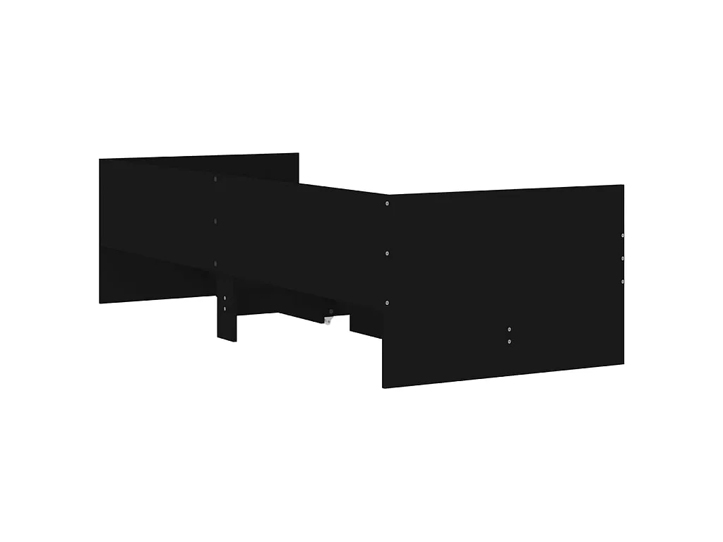 Cadre de lit avec tiroirs sans matelas noir 100x200 cm
