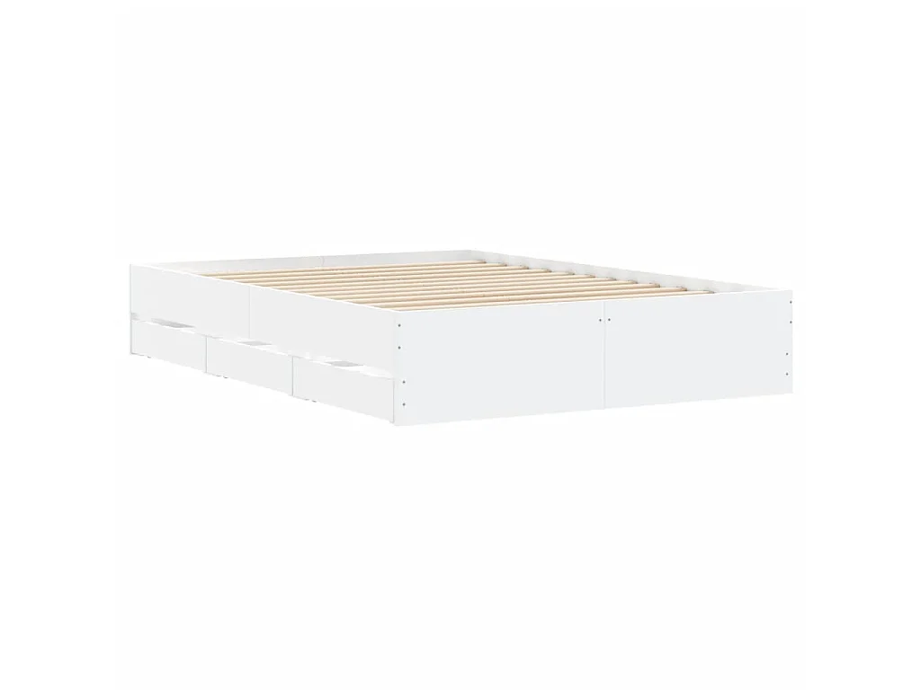 Cadre de lit avec tiroirs sans matelas blanc 120x190 cm