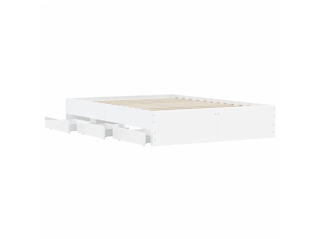 Cadre de lit avec tiroirs sans matelas blanc 120x190 cm