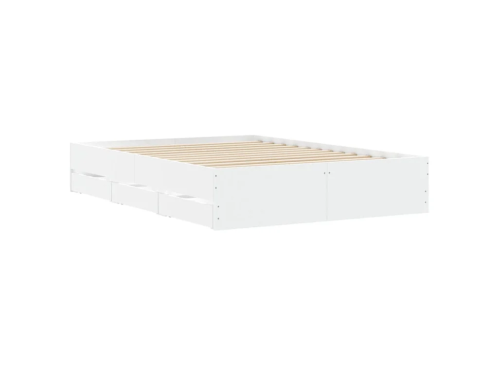 Cadre de lit avec tiroirs sans matelas blanc 120x190 cm