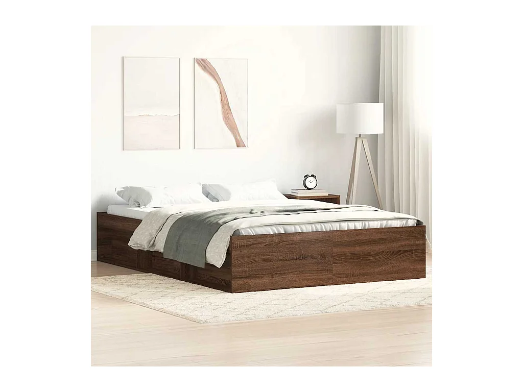 Cadre de lit sans matelas chêne marron 140x190 cm