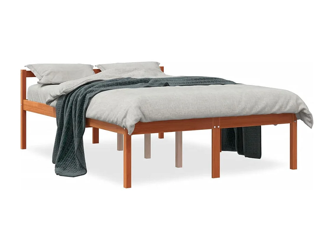 Seniorenbett Wachsbraun 120x190 cm Massivholz Kiefer