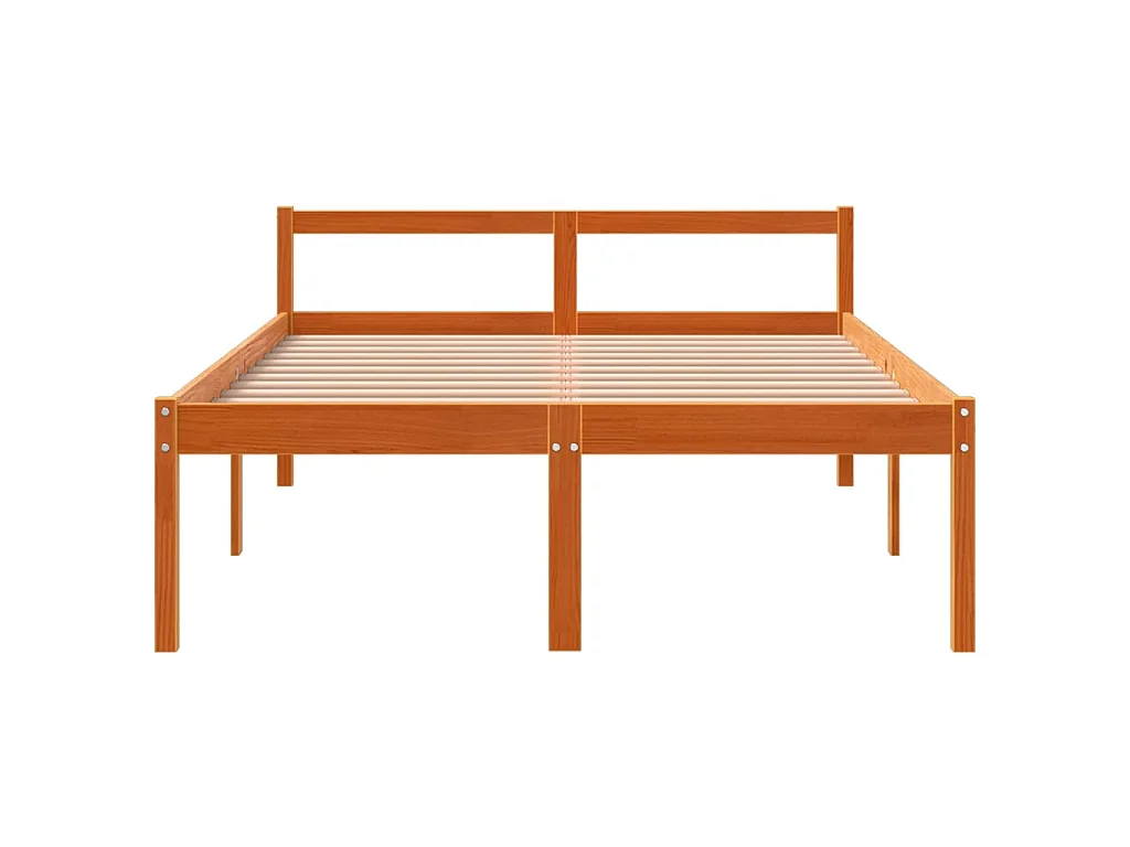Seniorenbett Wachsbraun 120x190 cm Massivholz Kiefer