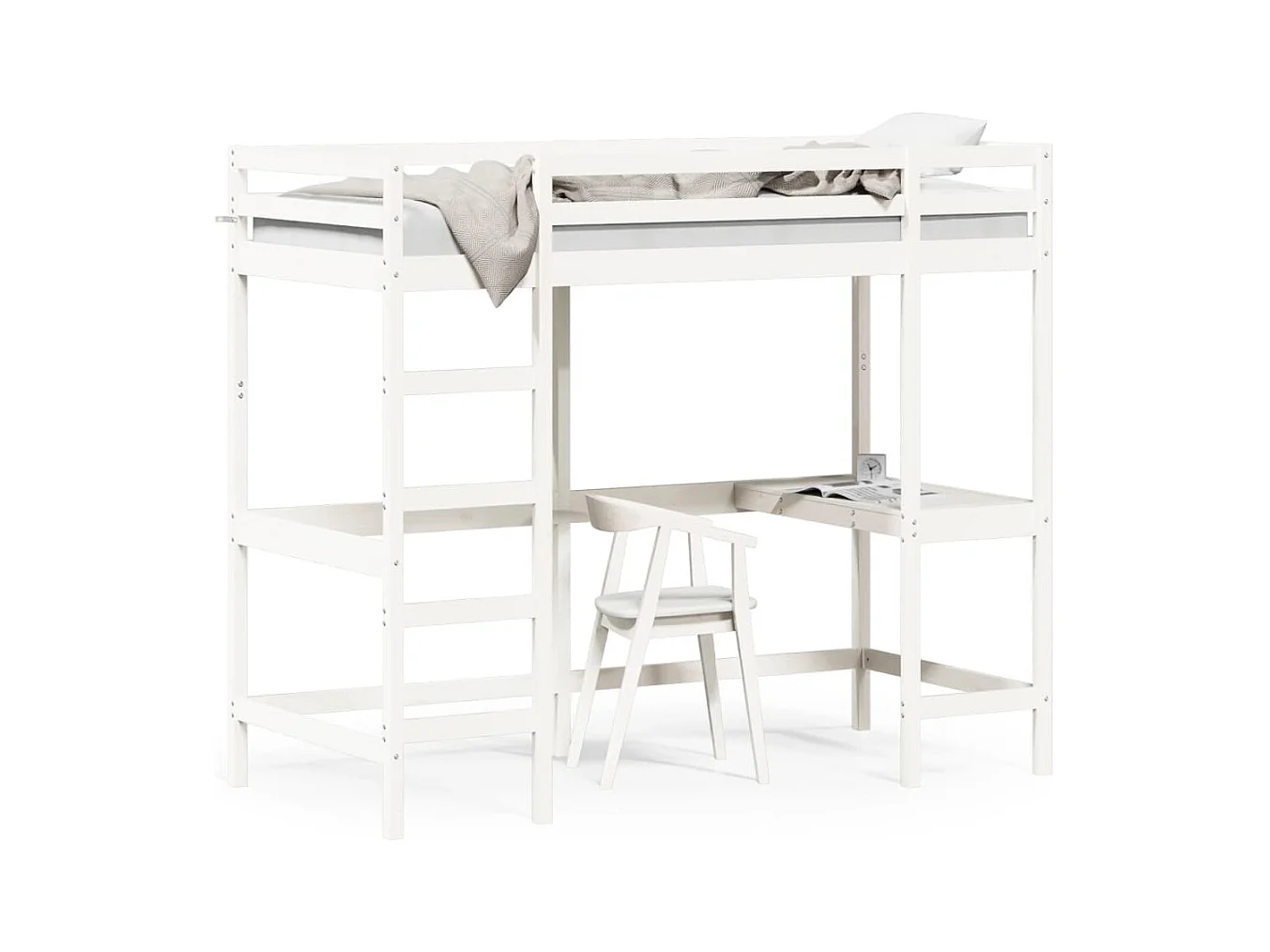 Lit superposé sans matelas blanc 100x200 cm bois de pin massif