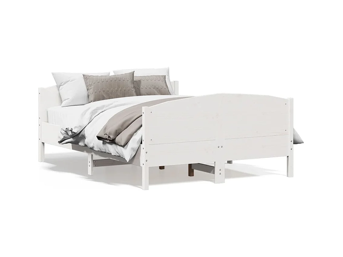 Cadre de lit sans matelas blanc 140x200 cm bois de pin massif
