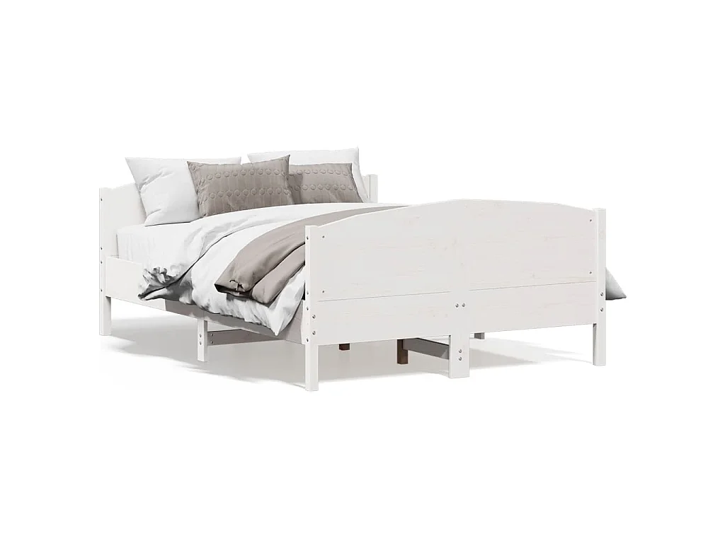Cama sem colchão 140x200 cm madeira de pinho maciça branco