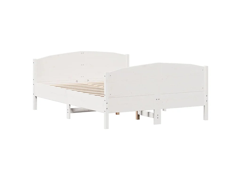 Cama sem colchão 140x200 cm madeira de pinho maciça branco
