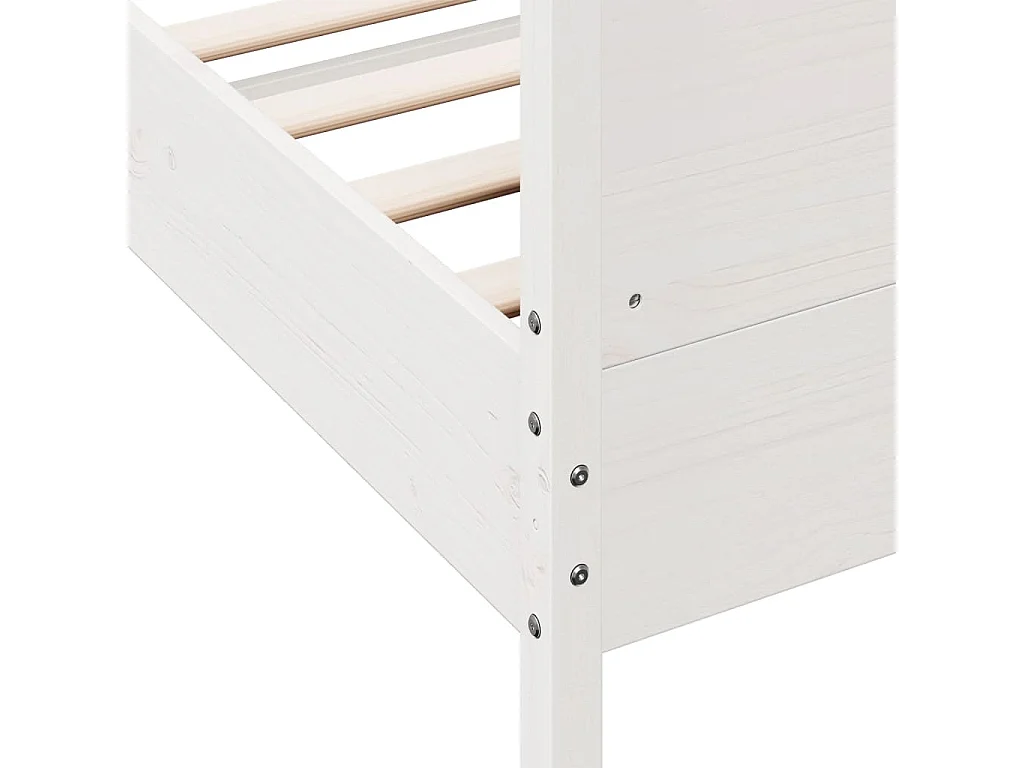 Cama sem colchão 140x200 cm madeira de pinho maciça branco