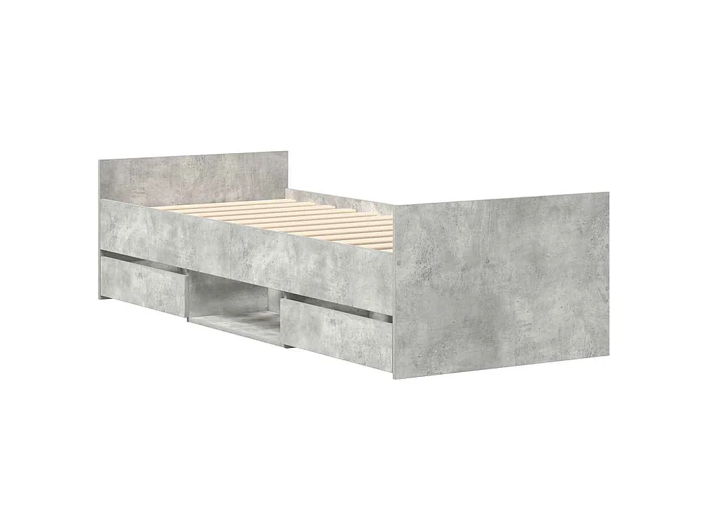 Estructura de cama con cabecero piecero gris hormigón 75x190 cm
