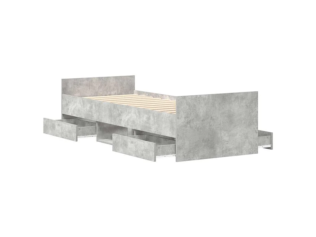 Estructura de cama con cabecero piecero gris hormigón 75x190 cm