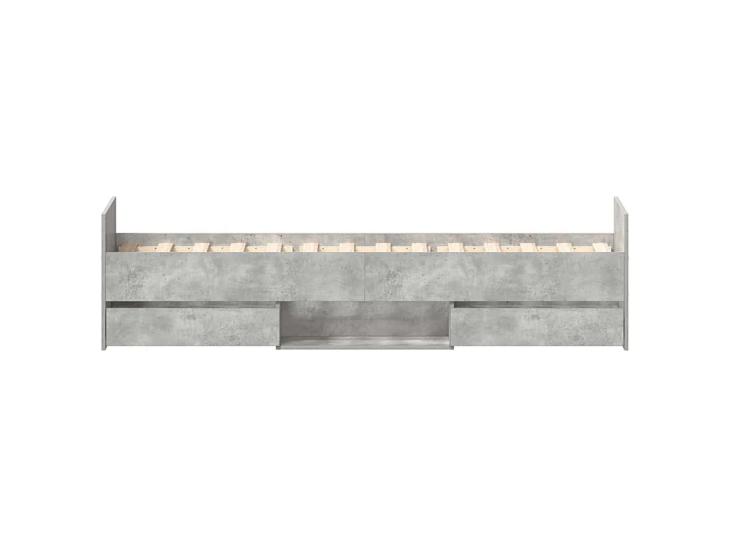 Estructura de cama con cabecero piecero gris hormigón 75x190 cm