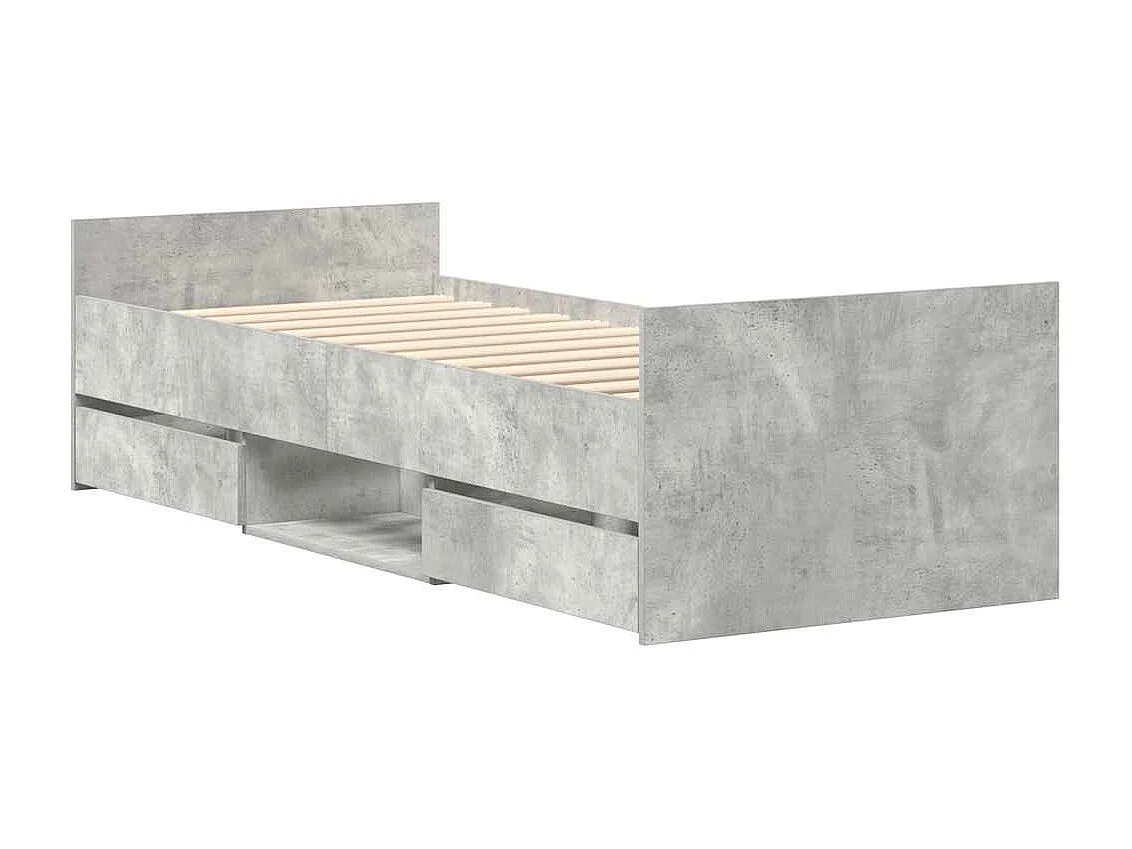 Estructura de cama con cabecero piecero gris hormigón 75x190 cm
