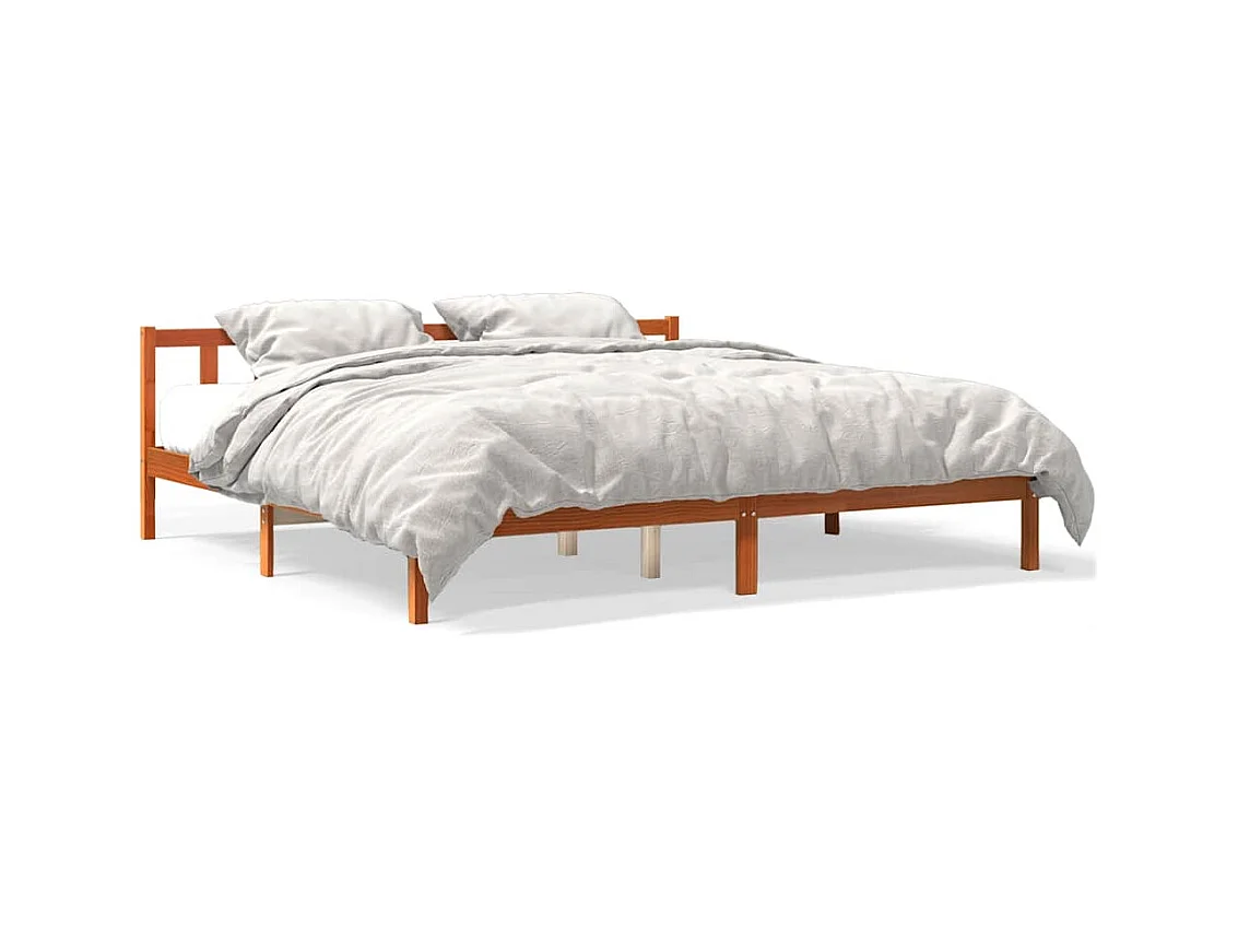 Cadre de lit sans matelas cire marron 200x200cm bois pin massif