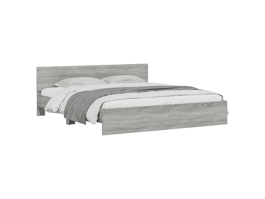 Bedframe met hoofdeinde en LED-licht grijs sonoma 180x200 cm